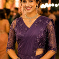 Elegant Purple Lycra Sequins Saree Readymade Blouse for Wedding
