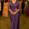 Elegant Purple Lycra Sequins Saree Readymade Blouse for Wedding