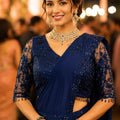 Royal Navy Blue Real Lycra Sequins Saree Readymade Blouse For Wedding