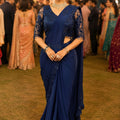 Royal Navy Blue Real Lycra Sequins Saree Readymade Blouse For Wedding