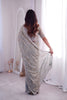 Elegant Grey Fendy Silk Embroidered Designer Saree for Wedding