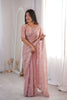 Beautifull Baby Pink Fendy Silk Embroidered Designer Saree for Wedding