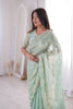 Gracefull Mint Green Fendy Silk Embroidered Designer Saree for Wedding