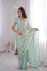 Gracefull Mint Green Fendy Silk Embroidered Designer Saree for Wedding