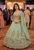 Elegant Mint Green Satin Designer Lehenga Choli with Beads Work Dupatta for Wedding