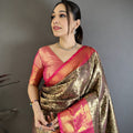 Royal Brown Kanjivaram Silk Weaving Zari Work Saree for Wedding