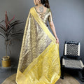 Luxury Brown Kanjivaram Silk Weaving Zari Work Saree for Wedding