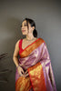 Luxury Lavender Kanjivaram Silk Weaving Zari Work Saree for Wedding