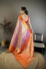 Luxury Lavender Kanjivaram Silk Weaving Zari Work Saree for Wedding