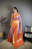 Luxury Lavender Kanjivaram Silk Weaving Zari Work Saree for Wedding