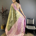 Elegant Olive Green Kanjivaram Silk Weaving Zari Work Saree for Wedding
