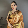 Luxury Mehendi Green Kanjivaram Silk Weaving Zari Work Saree for Wedding
