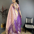 Luxury Baby Pink Kanjivaram Silk Weaving Zari Work Saree for Wedding
