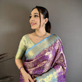 Luxury Purple Kanjivaram Woven  Saree Zari Border for Wedding