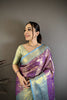 Luxury Purple Kanjivaram Woven  Saree Zari Border for Wedding