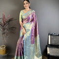 Luxury Purple Kanjivaram Woven  Saree Zari Border for Wedding