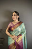 Luxury Aqua Blue Kanjivaram Silk Weaving Zari Work Saree for Wedding