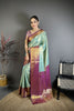 Luxury Aqua Blue Kanjivaram Silk Weaving Zari Work Saree for Wedding
