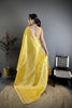 Gracefull Mustard Yellow Kanjivaram Silk Weaving Zari Work Saree for Wedding