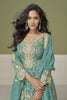 Stylish Sea Green Silk Designer Sharara Suit with Embroidery Work and Designer Dupatta for Wedding