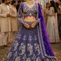 Elegant Purple Net Lehenga Choli with Heavy Embroidery Work and Designer Dupatta for Wedding