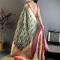 Luxury Black Kanjivaram Katan Silk Jacquard Zari Work Saree for Wedding