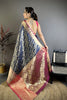 Royal Navy Blue Kanjivaram Katan Silk Jacquard Zari Work Saree for Wedding