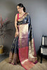 Royal Navy Blue Kanjivaram Katan Silk Jacquard Zari Work Saree for Wedding