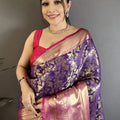 Gracefull Purple Kanjivaram Katan Silk Jacquard Zari Work  Saree for Wedding