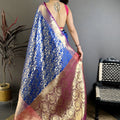 Royal Blue Kanjivaram Katan Silk Jacquard Zari Work Saree for Wedding