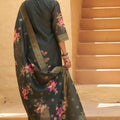 Elegant Olive Green Silk Blend Embroidery Palazzo Suit Dupatta