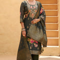 Elegant Olive Green Silk Blend Embroidery Palazzo Suit Dupatta