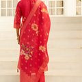 Beautiful Rani Pink Silk Blend Embroidery Salwar Suit Dupatta for Women