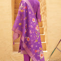 Stylish Purple Silk Blend Embroidery Work Salwar Suit Dupatta for Women
