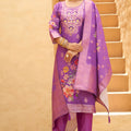 Stylish Purple Silk Blend Embroidery Work Salwar Suit Dupatta for Women
