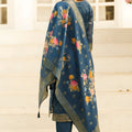 Royal Teal Blue Silk Blend Embroidery Salwar Suit Dupatta for Women