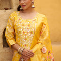 Beautiful Yellow Silk Blend Embroidery Work Salwar Suit Dupatta for Women