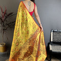 Luxury Mustard Yellow Kanjivaram Semi Silk Jacquard Zari Work Saree for Wedding