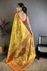 Luxury Mustard Yellow Kanjivaram Semi Silk Jacquard Zari Work Saree for Wedding