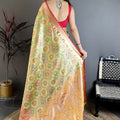 Gracefull Pista Green Kanjivaram Semi Silk Jacquard Zari Work Saree for Wedding