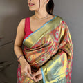 Royal Aqua Blue Kanjivaram Semi Silk Floral Jacquard Zari Work Saree for Wedding