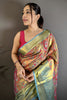 Royal Aqua Blue Kanjivaram Semi Silk Floral Jacquard Zari Work Saree for Wedding