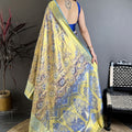 Royal Blue Kanjivaram Semi Silk Floral Jacquard Zari Work Saree for Wedding