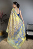 Royal Blue Kanjivaram Semi Silk Floral Jacquard Zari Work Saree for Wedding