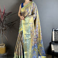 Royal Blue Kanjivaram Semi Silk Floral Jacquard Zari Work Saree for Wedding