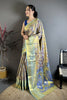 Royal Blue Kanjivaram Semi Silk Floral Jacquard Zari Work Saree for Wedding