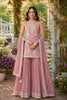 Elegant Dusty Pink Chiffon Designer Sharara Suit with Embroidery Work and Designer Dupatta