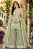 Charming Pista Green Chiffon Designer Sharara Suit with Embroidery Work and Designer Dupatta