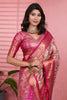 Beautiful Pink Kanchipuram Silk Saree Weaving Work for Women