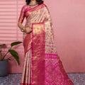Beautiful Pink Kanchipuram Silk Saree Weaving Work for Women